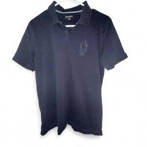 KARL LAGERFELD PARIS MEN'S BLACK POLO SHORT SLEEVE SHIRT SIZE MEDIUM